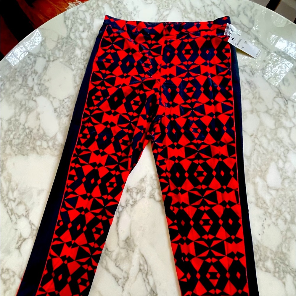 NWT Navy and Red Silk pants Size L